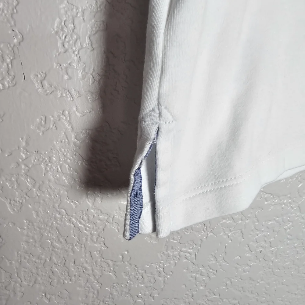 Nautica Women's 3/4 Cuffed Sleeve White Chambray Casual Top Size Large - Picture 7 of 8